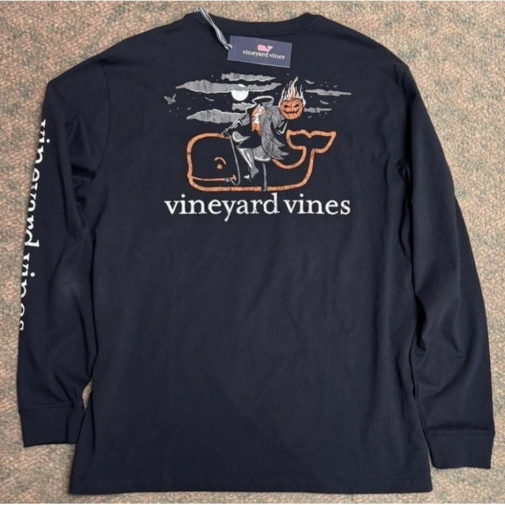Vineyard Vines Black Halloween Long Sleeve Headless Horseman NWT LARGE - Picture 5 of 6